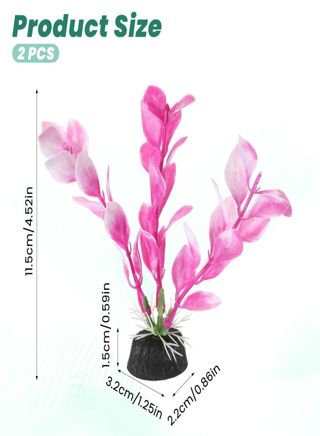 Eldraqth 2 Pcs 4 Inch Small Aquarium Plants for Betta Fish Tank, Fish Tank Decorations Aquatic Water Grass Plastic Artificial Plant Reptiles Plants - Image 2